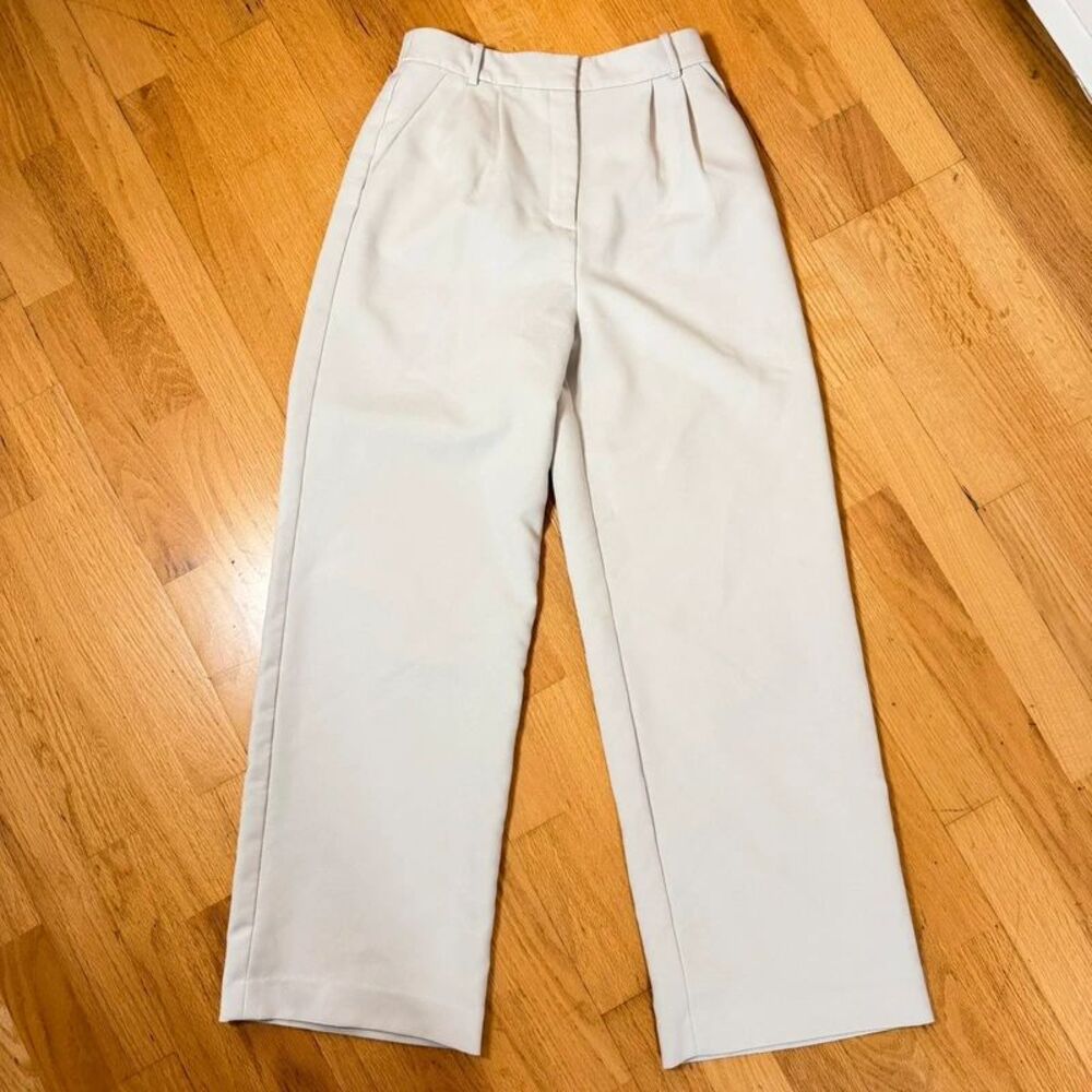 Open Edit Icon Twill High Waist Wide Leg Trousers Beige Pumice 4 Clean Girl Chic